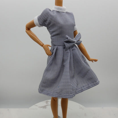 Barbie Doll Size Fashion Dress Black White Check Retro Lucy Fits Model Muse MTM