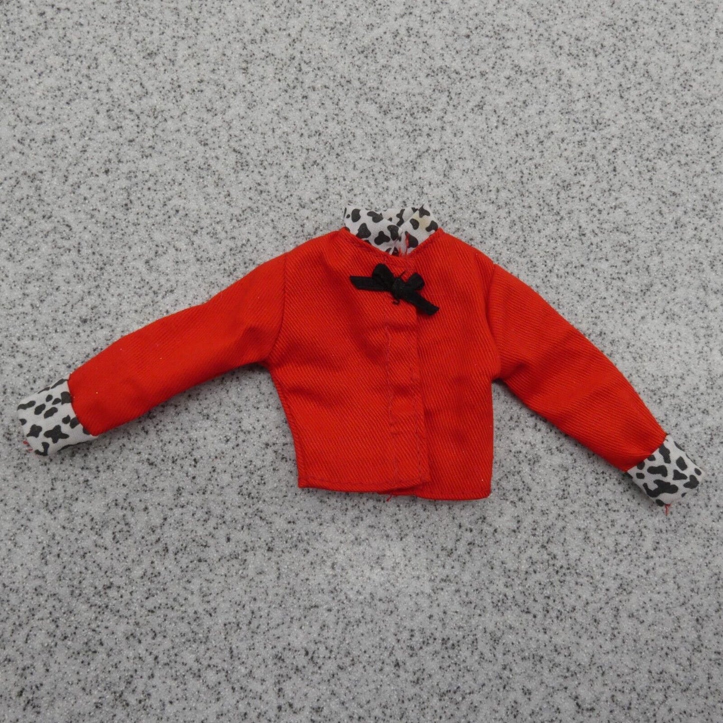 Barbie Doll Size Top Coat Jacket Long Sleeve Black White Dalmatian Trim Clone