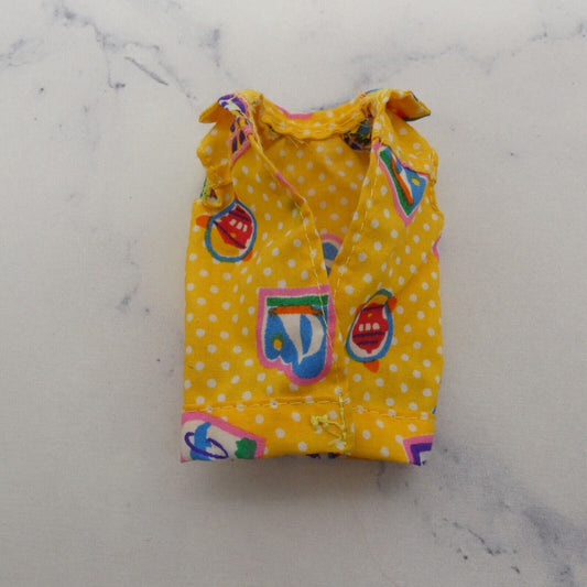 Barbie California Dream Doll Shirt Yellow Sleeveless Polka Dots 1987 Ver 2 4439