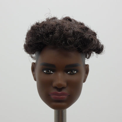 Barbie Looks 25 AA Doll Head Ken Basic Face Dark Skin Rooted Hair HRM17 2024