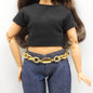 Barbie Curvy Doll Size Gold Tone Chain Belt Chunky Adjustable Handmade