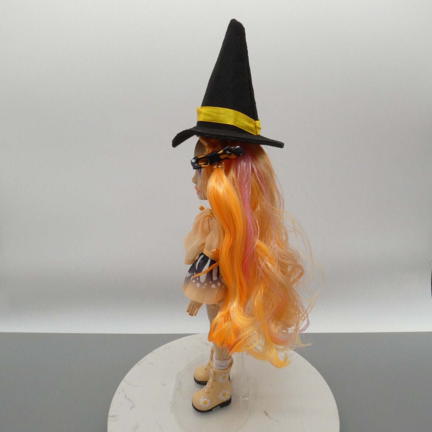 Rainbow Jr High Doll Size Witch Hat Only Black Pointed Yellow Band Halloween