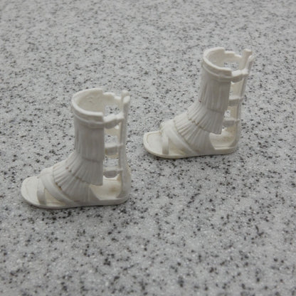 Barbie Doll Shoes White Gladiator Sandals Round Open Toe Flat Feet B Branded