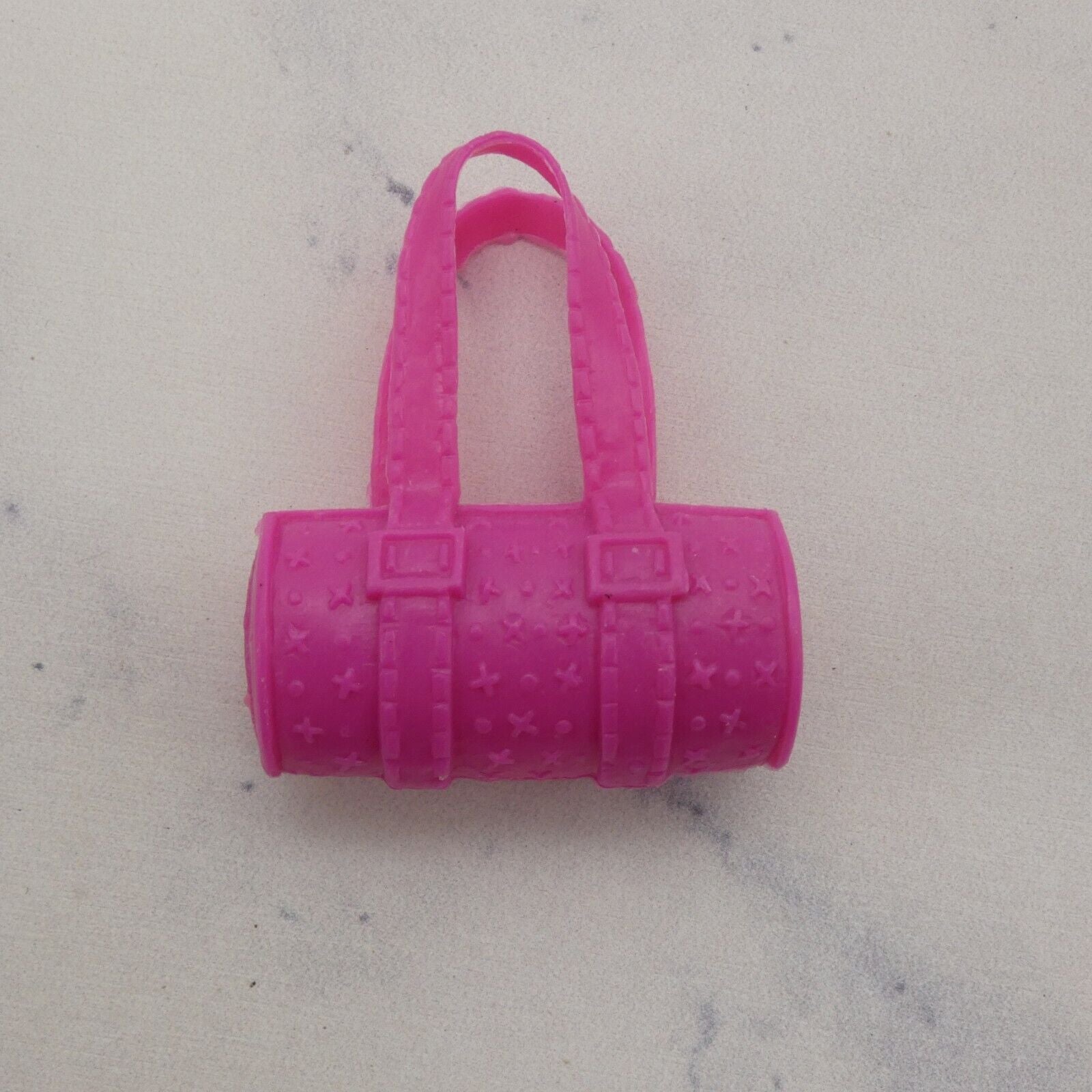 Barbie Doll Size Purse Pink Handbag Tote Circle Cylinder For Diorama Playset