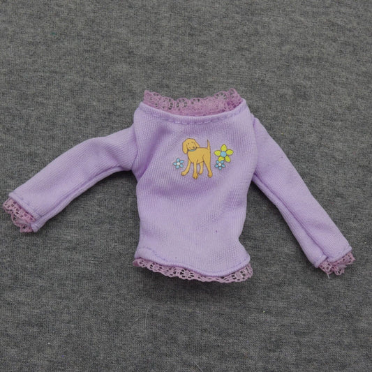 Barbie and Tanner Doll Shirt Top Purple Long Sleeve Lace Trim 2006 Mattel J9472