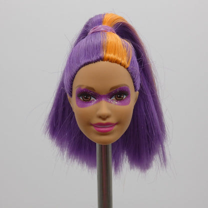 Barbie Princess Power Doll Head Summer Face 2015 Mask DHM57 Purple Orange Hair