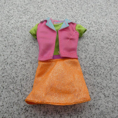 Nickelodeon JoJo Siwa Doll Outfit Pink Green Short Sleeve Top Orange Skirt