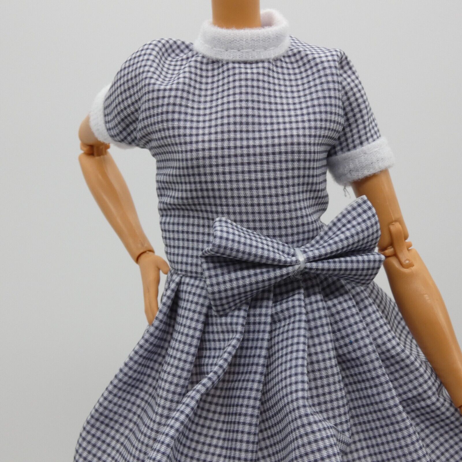 Barbie Doll Size Fashion Dress Black White Check Retro Lucy Fits Model Muse MTM