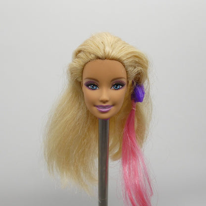 Barbie Doll Head Only Generation Girl CEO Face Blonde Pink Hair Extension Clip