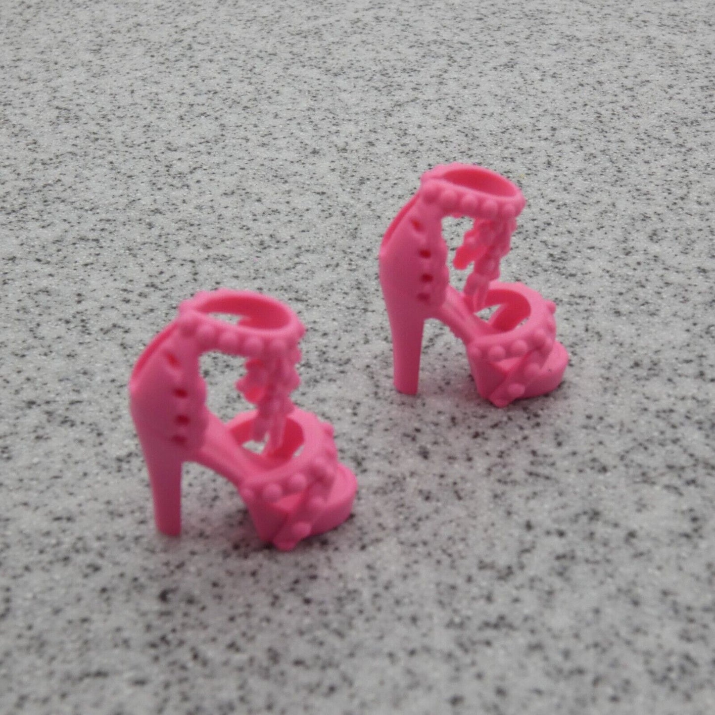 Barbie Doll Size Shoes High Heel Pink Sandals Open Toe Ankle Strap B1 Clone