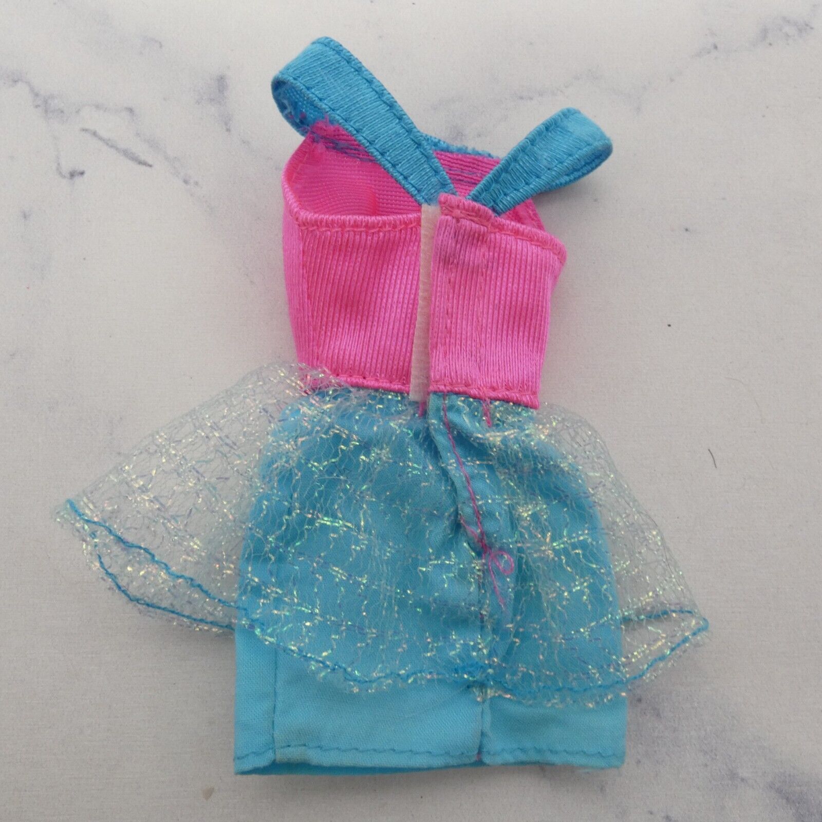 Barbie Doll Dress Pink Bodice Turquoise Blue Trim Sleeveless Genuine Mattel