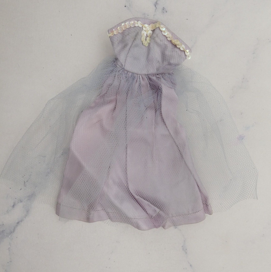 Barbie Doll Size Dress Purple Lavender Strapless Sweetheart TLC Needs Repair