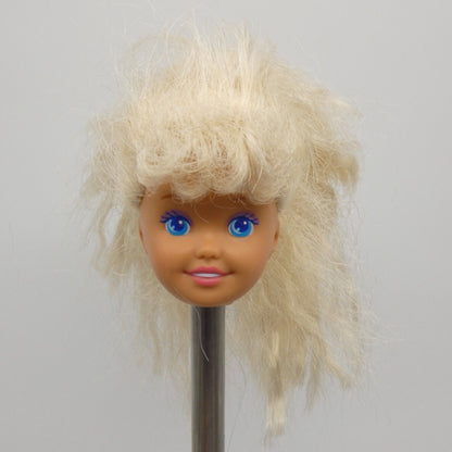 Barbie Little Sister Stacie Doll Head Wavy Hair Bangs Ponytail 1991 Mattel 4240