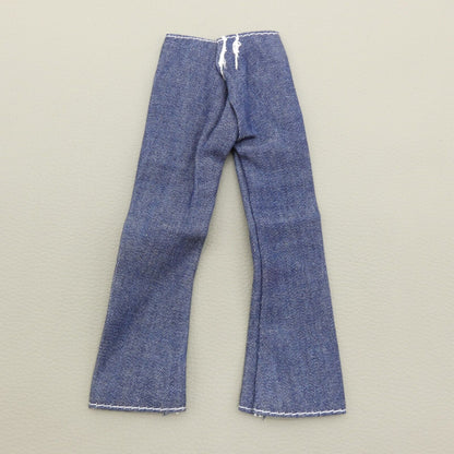 Barbie Doll Size Pants Blue Denim Like Flared Leg Low Rise For Fashionistas MTM