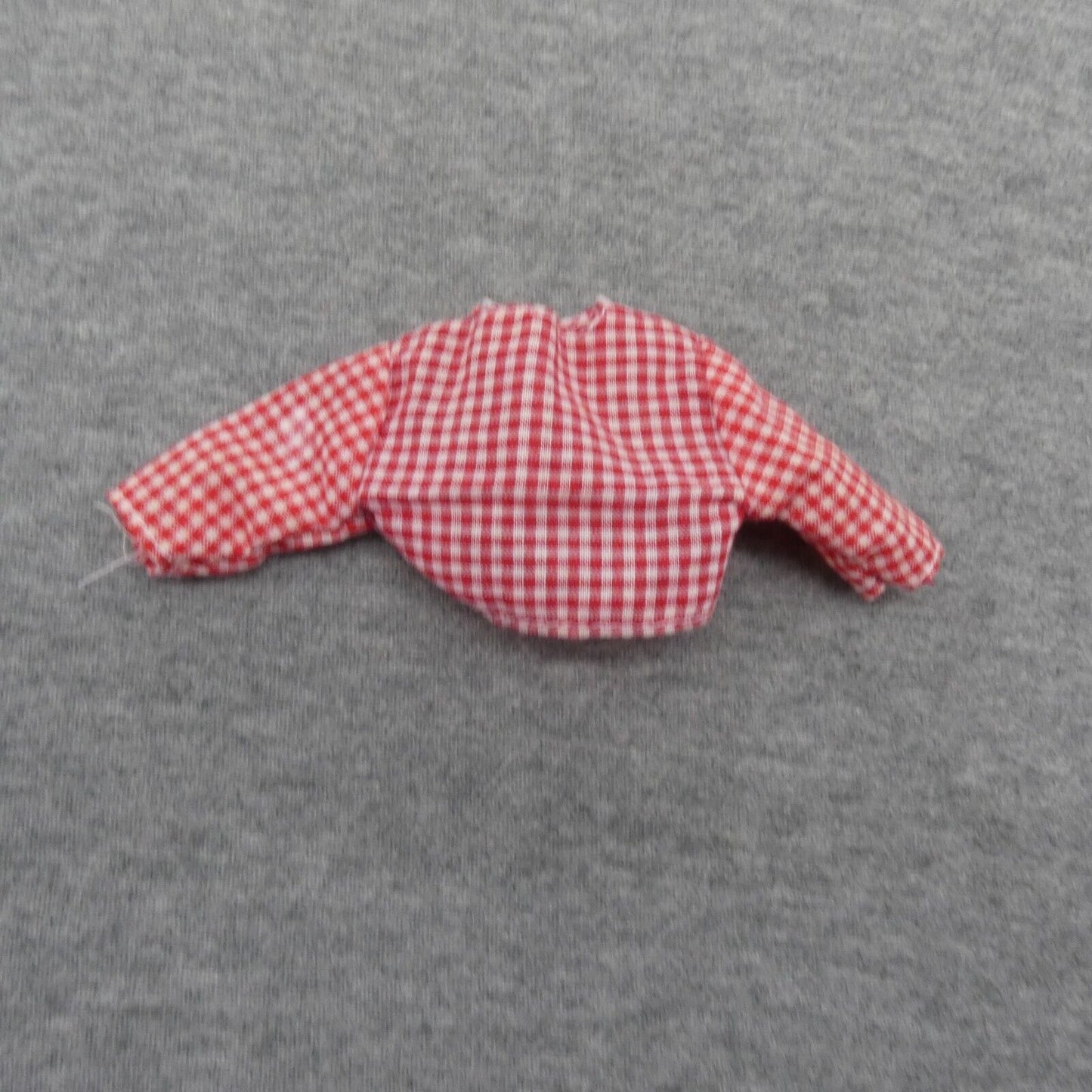 Barbie Doll Size Shirt Crop Top Gingham Red White Checkered 3/4 Sleeve