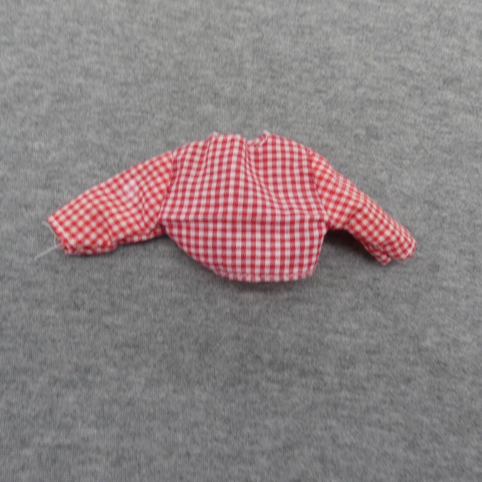 Barbie Doll Size Shirt Crop Top Gingham Red White Checkered 3/4 Sleeve