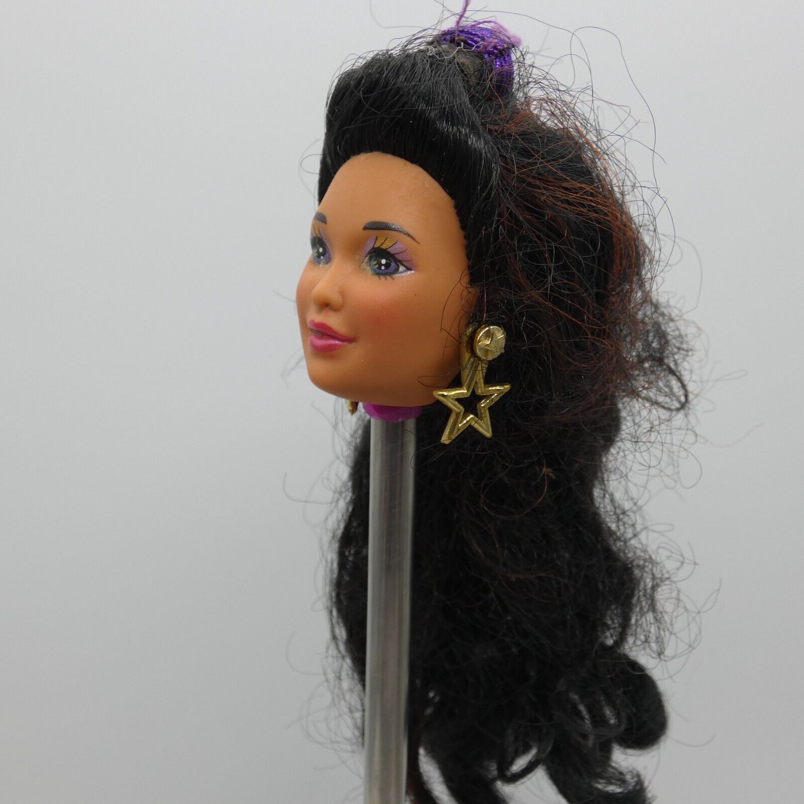 Barbie Sun Sensation Kira Doll Head Black Hair Gold Earrings 1991 Mattel 1447