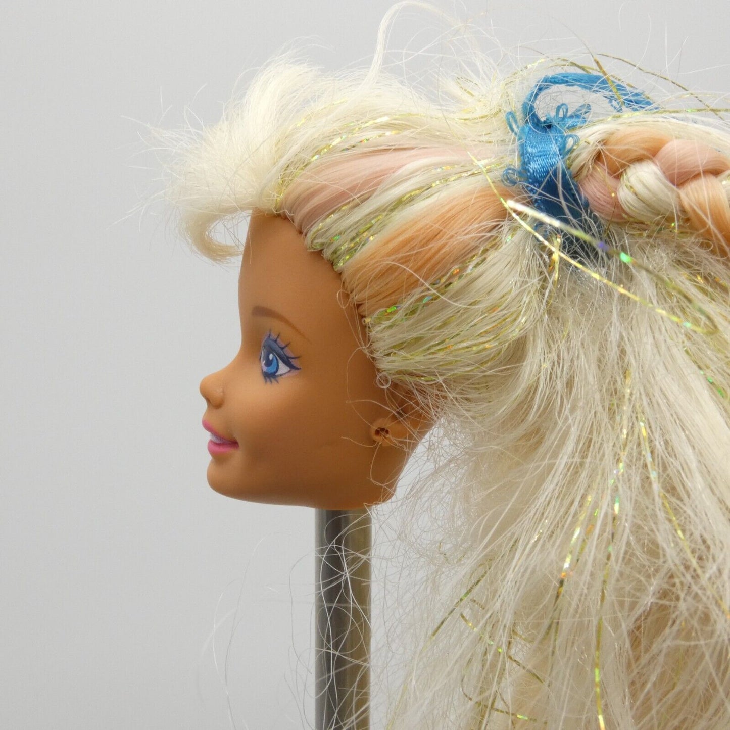 Sun Jewel Barbie Doll Head Wavy Glitter Hair Medium Tan Skin 1993 Mattel 10953