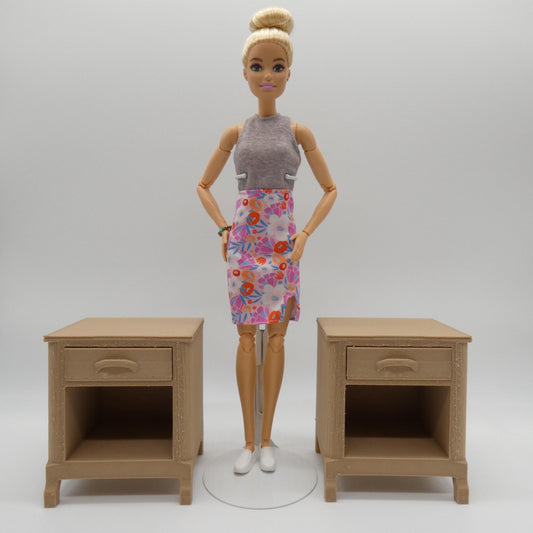 1/6 Scale Doll Furniture Pair of Nightstands Light Brown Wood Tone Barbie Integrity Toys FR Bratz Diorama