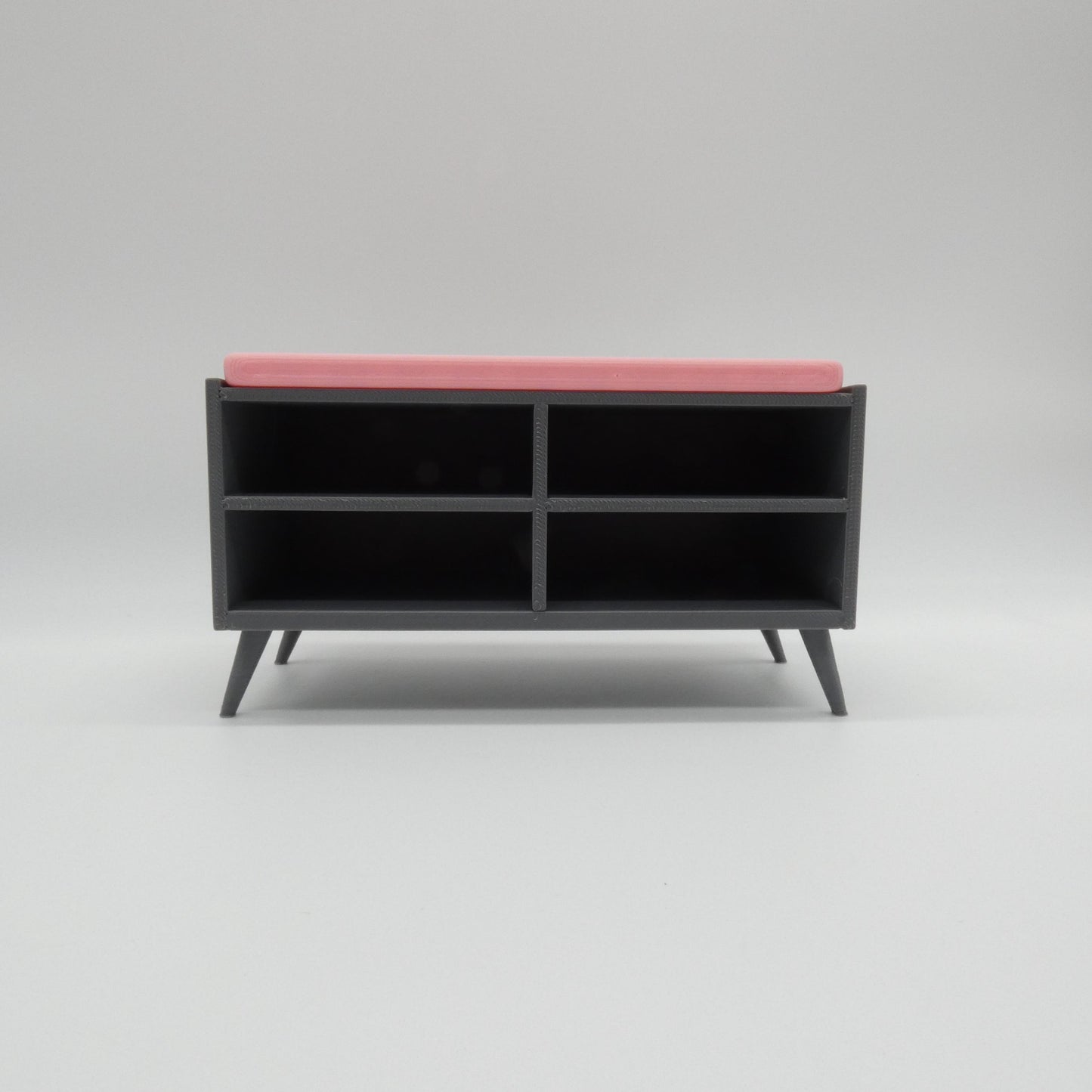 1/6 Scale Doll Furniture Shoe Cubby Storage Bench Gray With Pink Top Pad Barbie Integrity Toys FR Bratz 1:6 Diorama