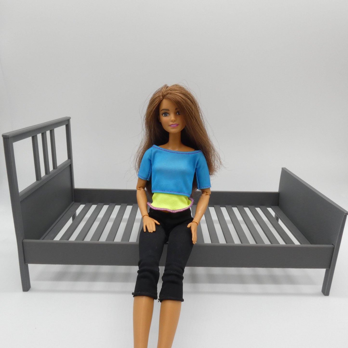 1/6 Scale Doll Furniture Bed Frame Gray Single Twin Ikea Hemnes Style 3 Piece Barbie Integrity Toys FR Bratz 1:6 Diorama