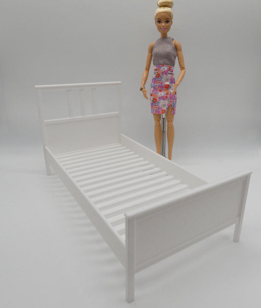 1/6 Scale Doll Furniture Bed Frame Single Twin Ikea Hemnes Style Choose Your Color 3 Piece Barbie Integrity Toys FR Bratz 1:6 Diorama
