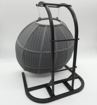 1/6 Scale Doll Furniture Decor Hanging Wicker Gray Porch Swing With White Seat Pad Chain Attach Barbie Integrity Toys FR Bratz 1:6 Diorama