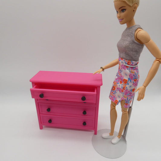 1/6 Scale Doll Furniture Decor Bedroom Magenta 4 Operable Drawer Dresser Barbie Integrity FR 1:6 Diorama