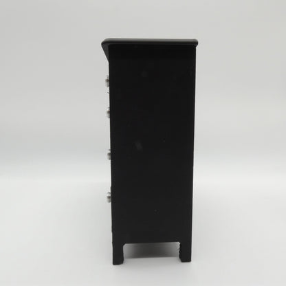 1/6 Scale Doll Furniture Decor Bedroom Black 4 Operable Drawer Dresser Silver Knobs Barbie Integrity FR 1:6 Diorama