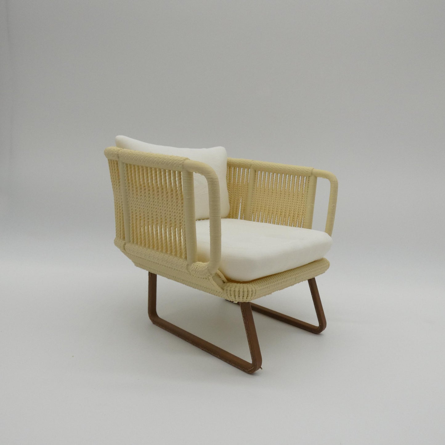 1/6 Scale Doll Furniture Wicker Style Chair Tan Beige Wood Like Legs Barbie Integrity Toys FR Bratz 1:6 Diorama