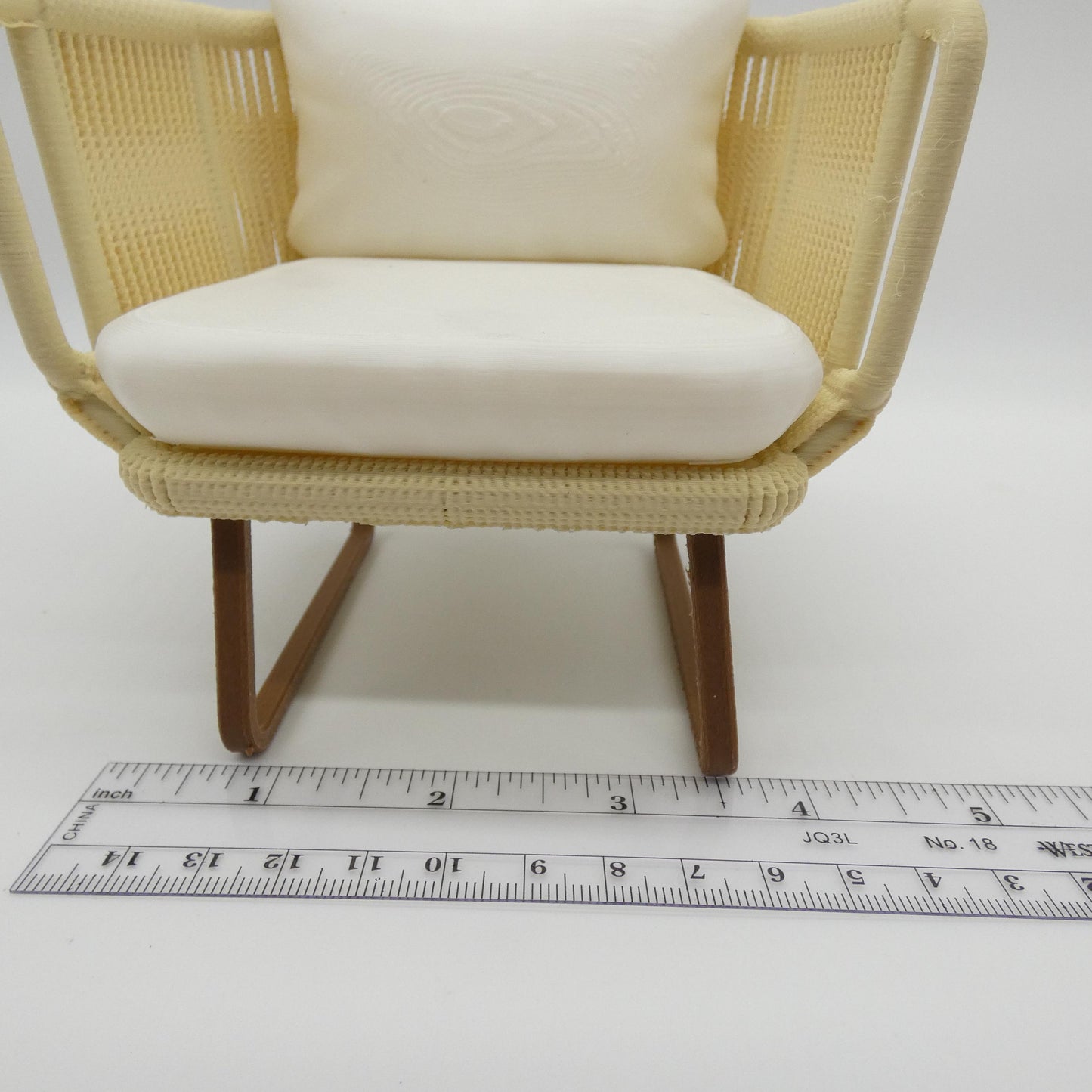 1/6 Scale Doll Furniture Wicker Style Chair Tan Beige Wood Like Legs Barbie Integrity Toys FR Bratz 1:6 Diorama