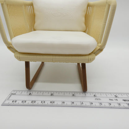 1/6 Scale Doll Furniture Wicker Style Chair Tan Beige Wood Like Legs Barbie Integrity Toys FR Bratz 1:6 Diorama