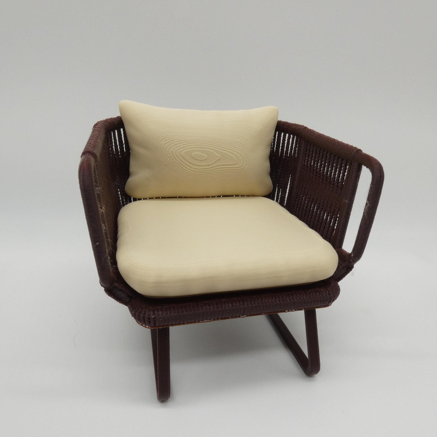 1/6 Scale Doll Furniture Wicker Style Chair Tan Beige Wood Like Legs Barbie Integrity Toys FR Bratz 1:6 Diorama