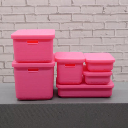 1/6 Scale Doll Storage Containers 6 With Lids Bins Handles Choose Your Color Barbie Ken Integrity Toys FR Bratz 1:6 Diorama