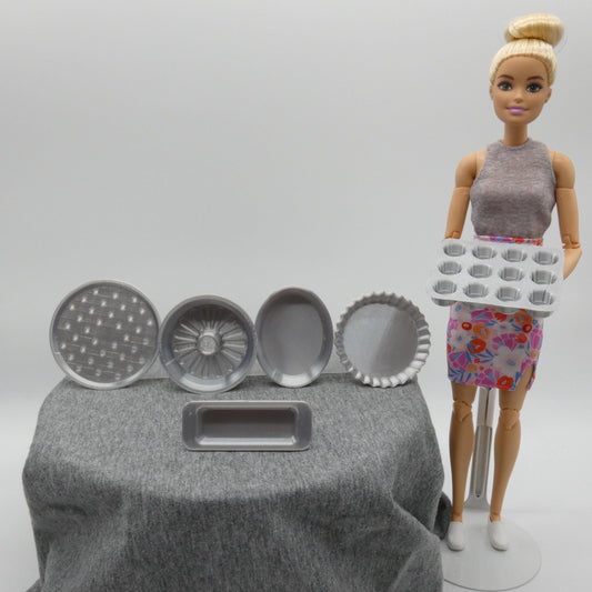 1/6 Scale Doll Furniture Set of Baking Pans Choose Your Color Barbie Ken Integrity Toys FR Bratz 1:6 Diorama