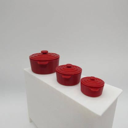 1/6 Scale Doll Dutch Oven Set of 3 Sizes Pots Lids Baking Dish Le Creuset Choose Your Color Barbie Ken Integrity Toys FR Bratz 1:6 Diorama