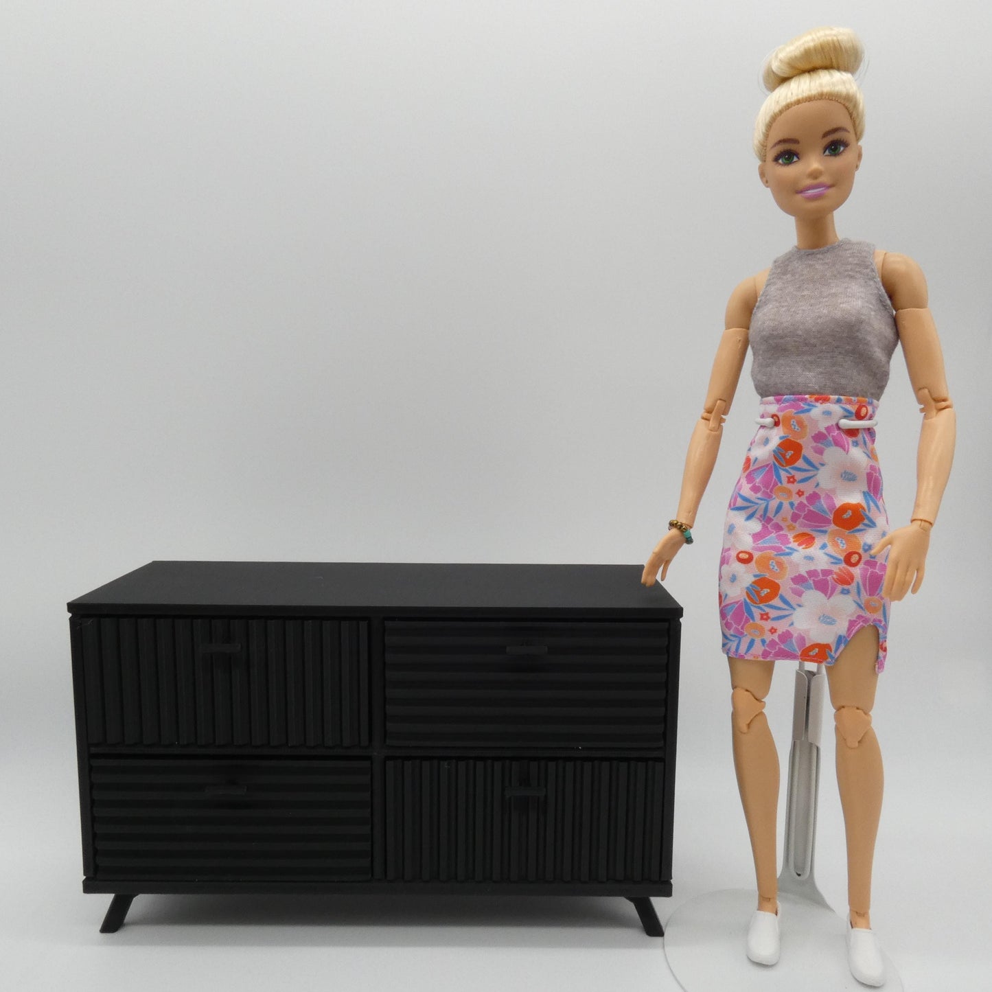 1/6 Scale Doll Furniture MCM Sideboard Dresser Hutch 4 Drawer For Barbie Integrity Toys FR Bratz 1:6 Diorama