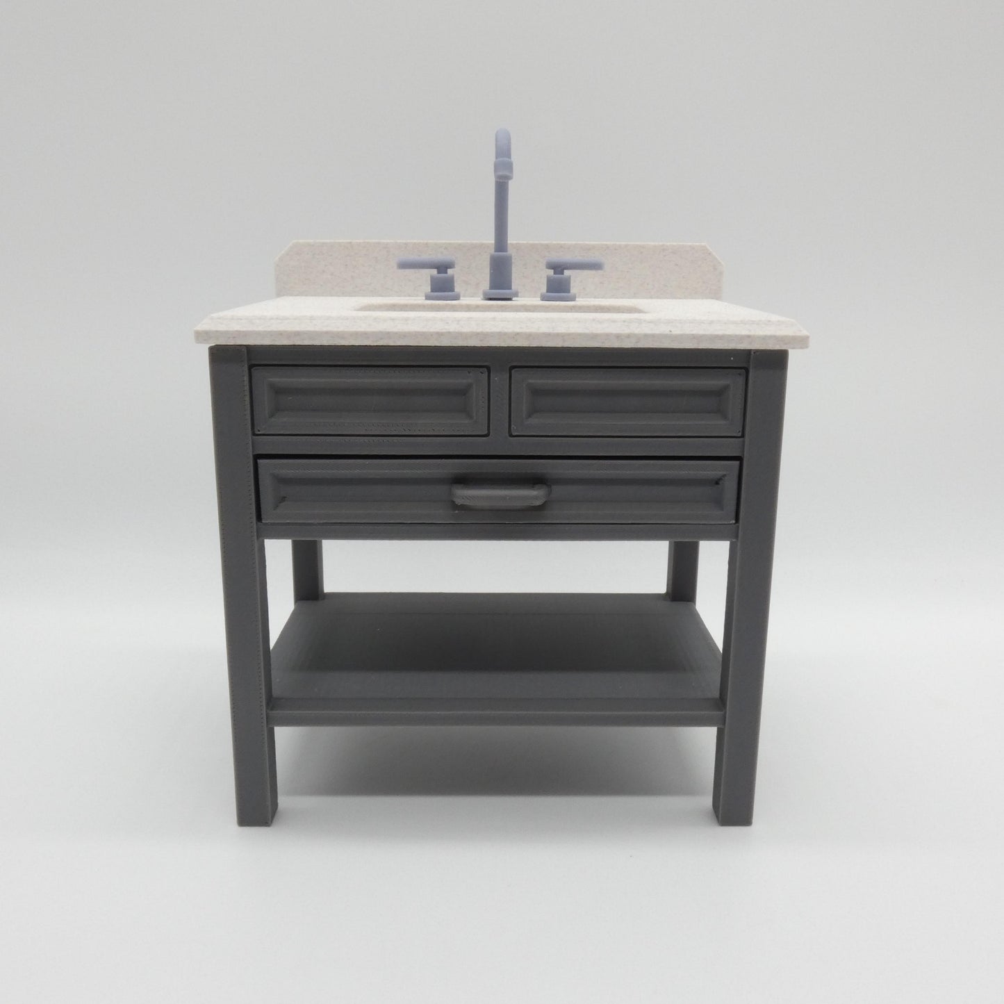 1/6 Scale Doll Furniture Bathroom Single Sink Gray Cabinet White Marbled Top OR Choose Your Own Colors 1:6 Barbie Integrity FR Bratz Diorama