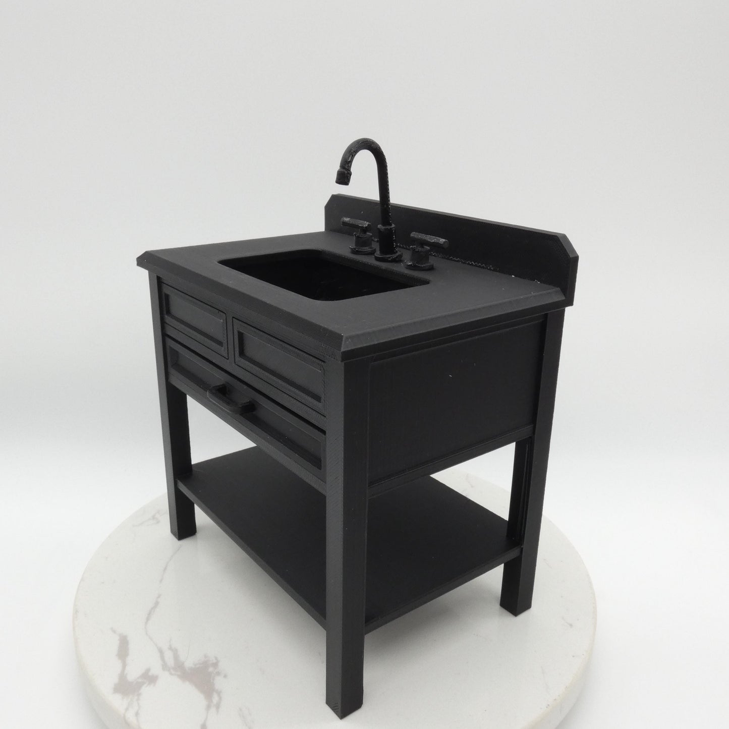 1/6 Scale Doll Furniture Bathroom Single Sink Gray Cabinet White Marbled Top OR Choose Your Own Colors 1:6 Barbie Integrity FR Bratz Diorama