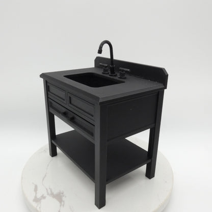 1/6 Scale Doll Furniture Bathroom Single Sink Gray Cabinet White Marbled Top OR Choose Your Own Colors 1:6 Barbie Integrity FR Bratz Diorama