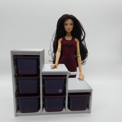 1/6 Scale Doll Furniture Stair Step Storage Unit With Removable Bins Choose Your Own Colors 1:6 Barbie Integrity FR Bratz Diorama