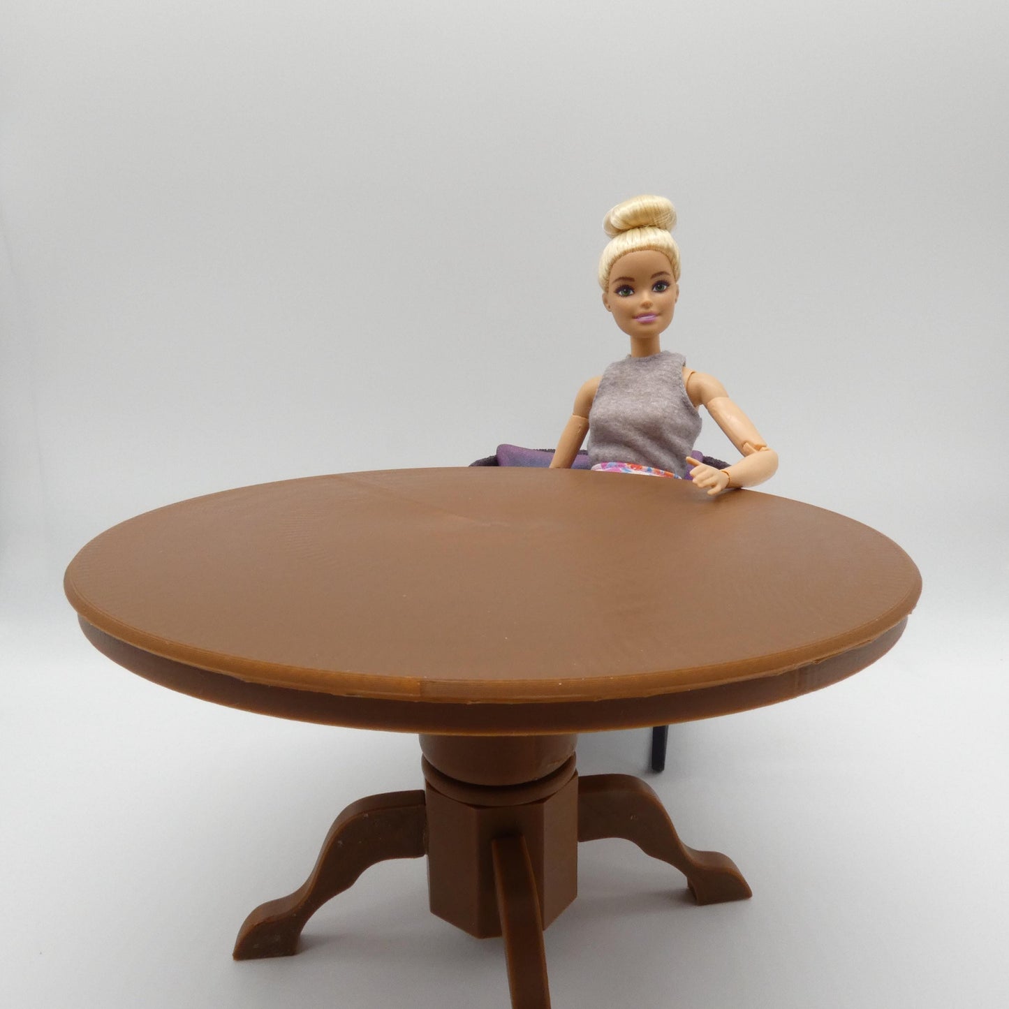 1/6 Scale Doll Furniture Round Dining Table Brown Wood Tone OR Choose Your Own Color 1:6 Barbie Integrity FR Bratz Diorama