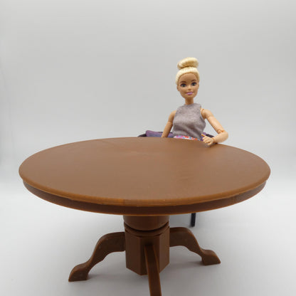 1/6 Scale Doll Furniture Round Dining Table Brown Wood Tone OR Choose Your Own Color 1:6 Barbie Integrity FR Bratz Diorama