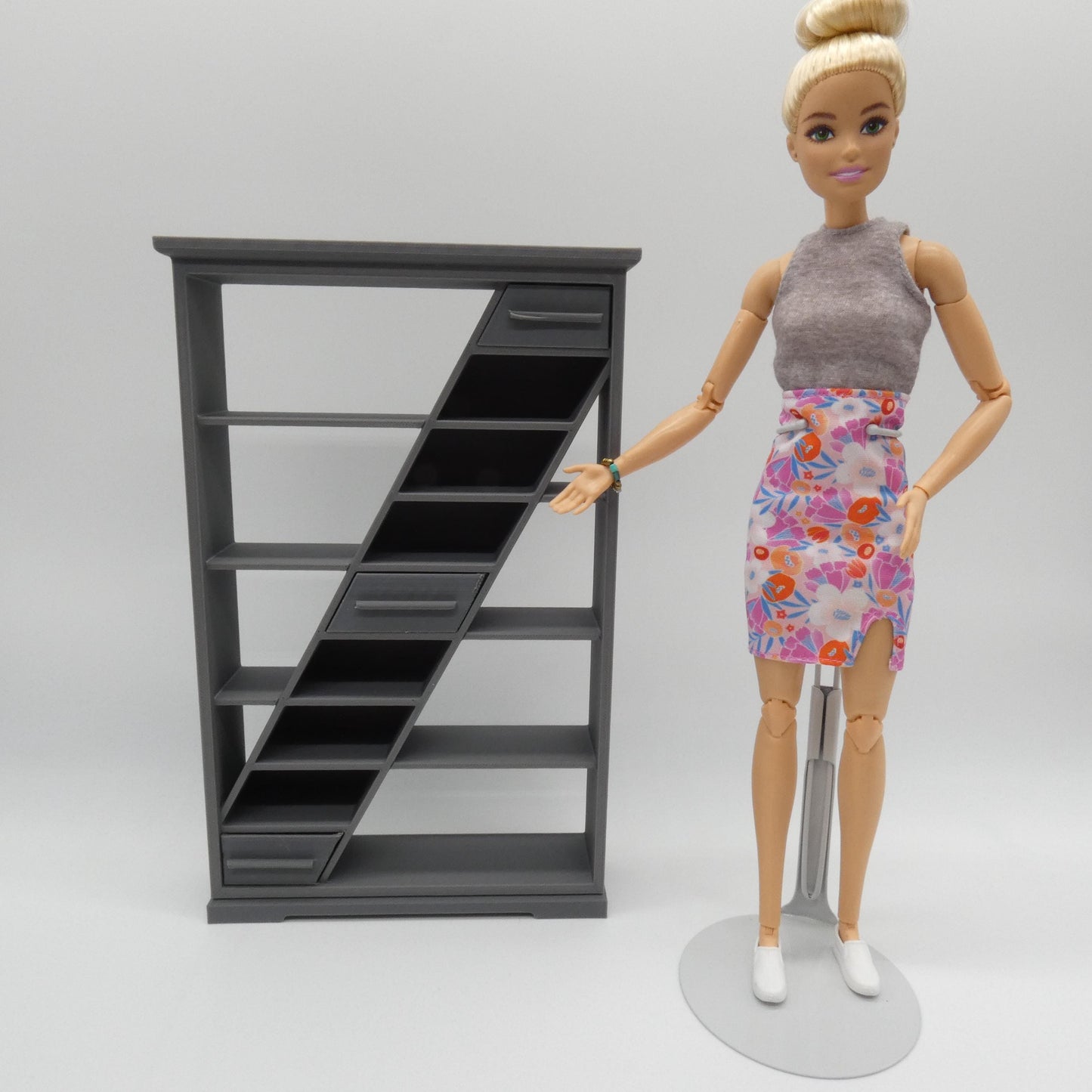 1/6 Scale Doll Furniture Z Bookcase Gray 3 Drawers Barbie Integrity Toys FR Bratz 1:6 Diorama