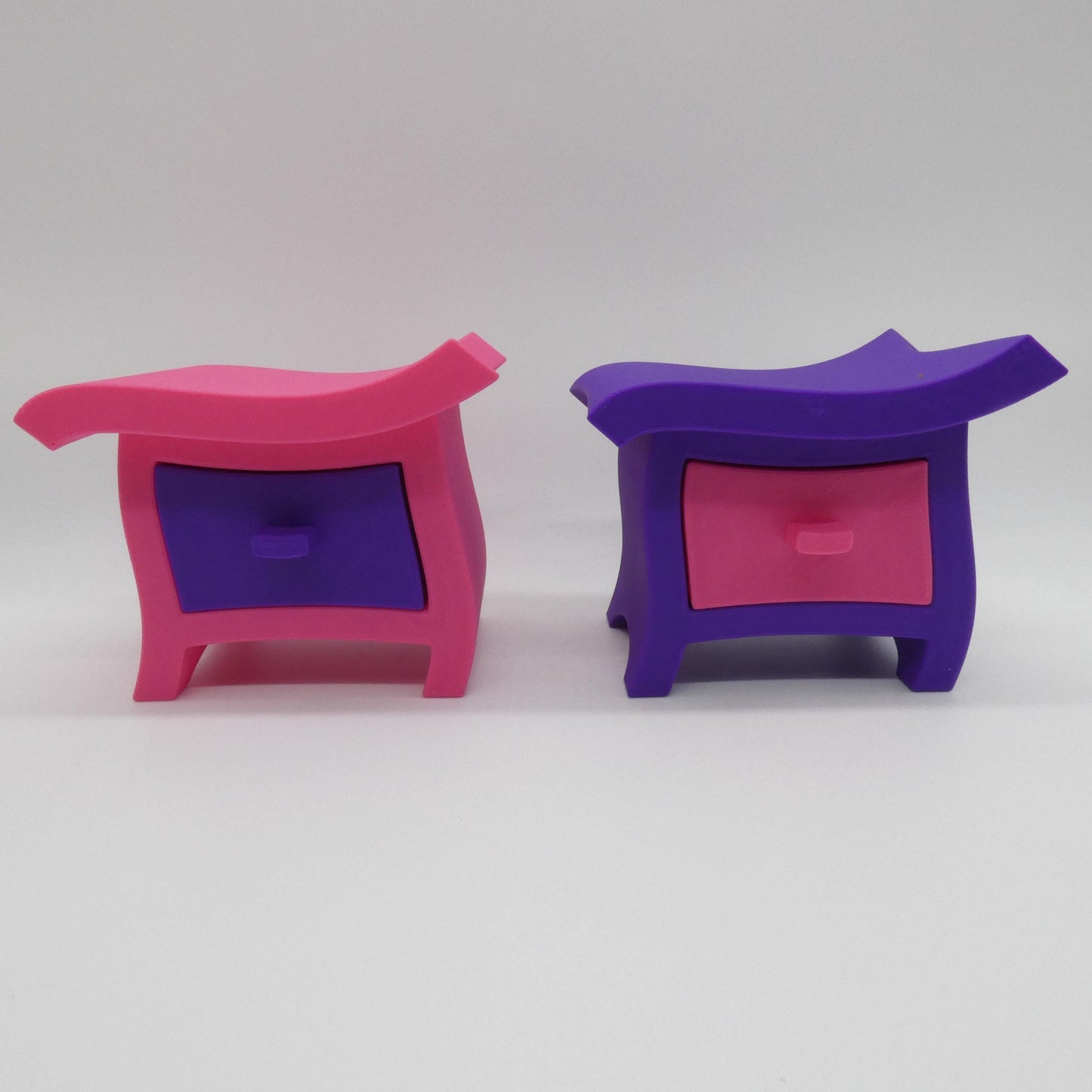 1/6 Scale Doll Furniture Whimsical Colorful Nightstands Pink Purple With Drawers Barbie Integrity Toys FR Bratz 1:6 Diorama