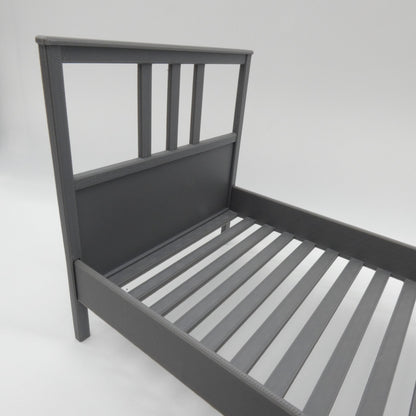 1/6 Scale Doll Furniture Bed Frame Gray Single Twin Ikea Hemnes Style 3 Piece Barbie Integrity Toys FR Bratz 1:6 Diorama