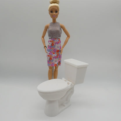 1/6 Scale Doll Furniture Bathroom Toilet White Tank Bowel Seat Lid Barbie Integrity FR 1:6 Diorama