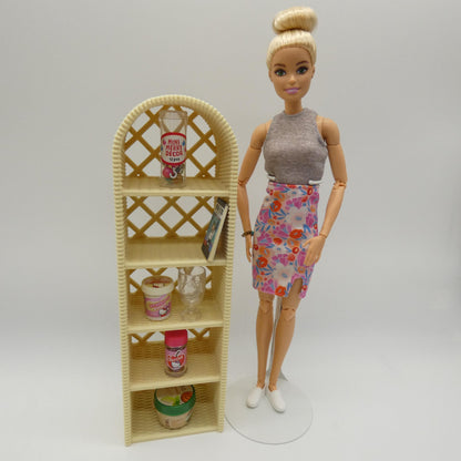 1/6 Scale Doll Furniture Wicker Style Display Stand Bookshelf Tan Beige Brown Barbie Integrity Toys FR Bratz 1:6 Diorama