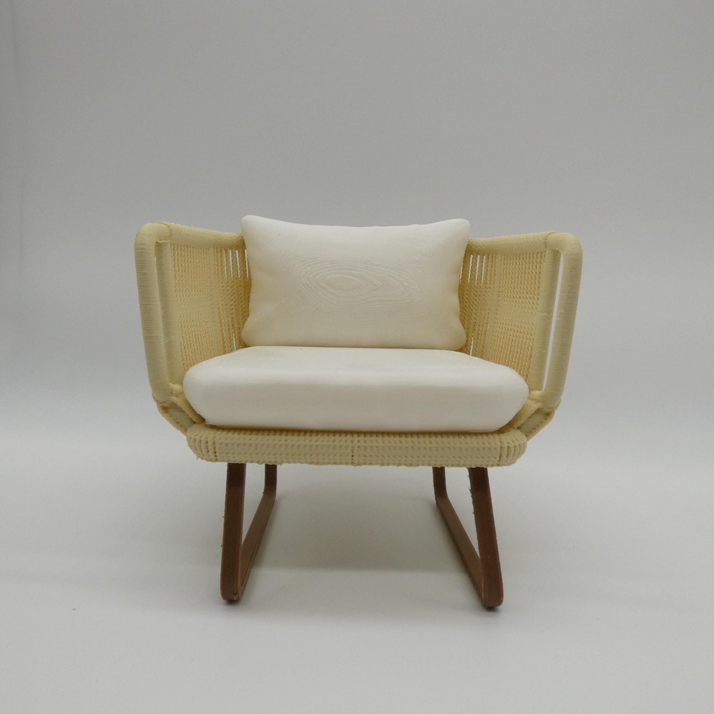 1/6 Scale Doll Furniture Wicker Style Chair Tan Beige Wood Like Legs Barbie Integrity Toys FR Bratz 1:6 Diorama