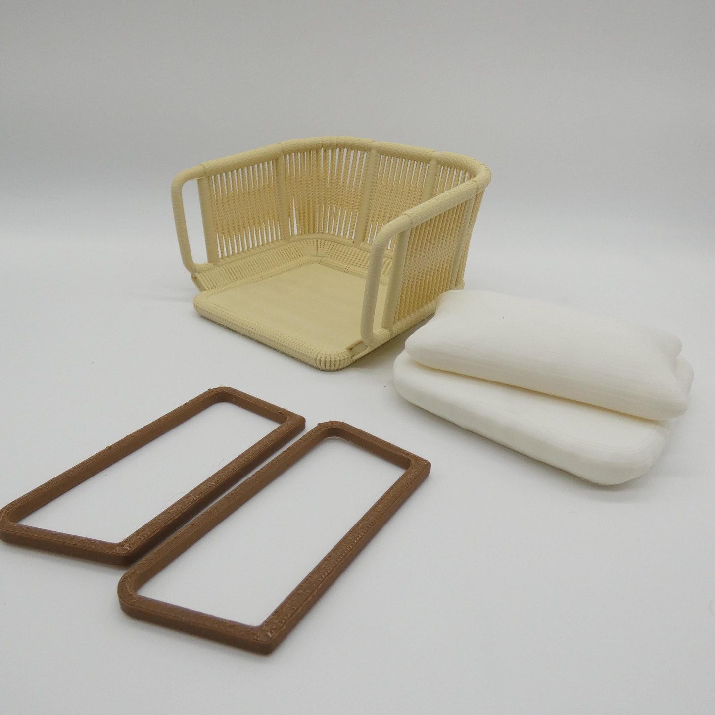 1/6 Scale Doll Furniture Wicker Style Chair Tan Beige Wood Like Legs Barbie Integrity Toys FR Bratz 1:6 Diorama